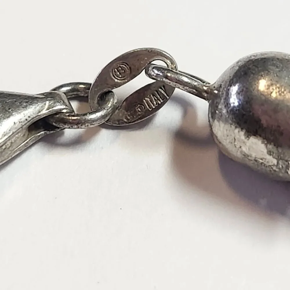 Vintage Sterling Silver 925 Bracelet H W Burdick Co. Hollow Snake Chain